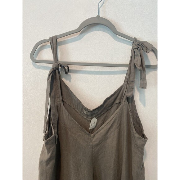 CATWALK STUDIO Gray Linen Tied Straps LAGENLOOK Minimalist Harem Jumpsuit O/S - Picture 7 of 13